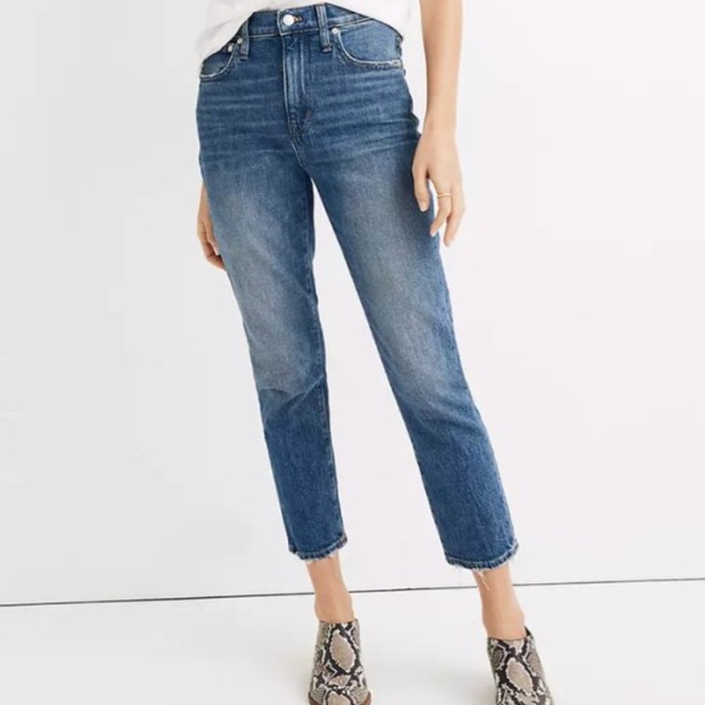Madewell High-Rise Slim Crop Boyjean Cuff-Rip Jean